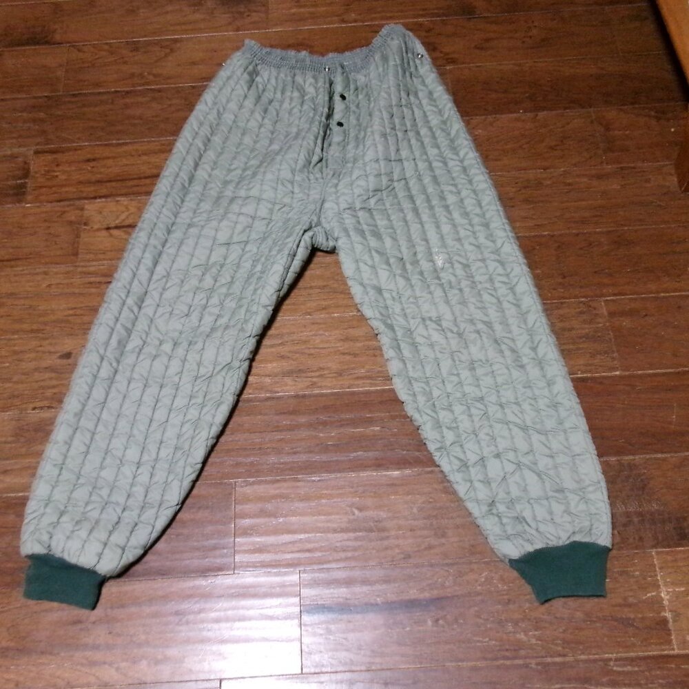 MENS VTG QUILTED DOUBLE LINED BASE LAYERS 60S GREEN SNAP CLOSURE LG